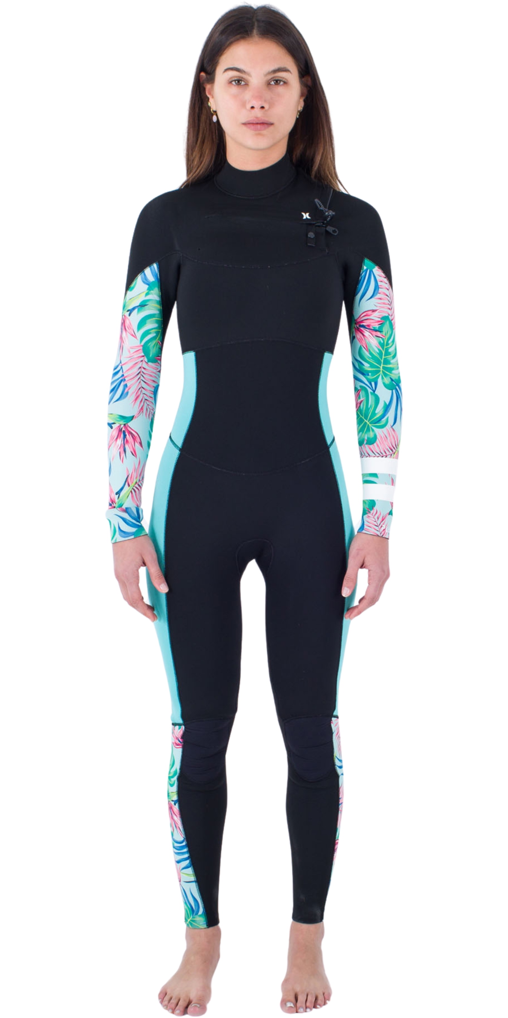 2024 Hurley Womens Plus Printed 4/3mm Chest Zip Wetsuit WFS0012433